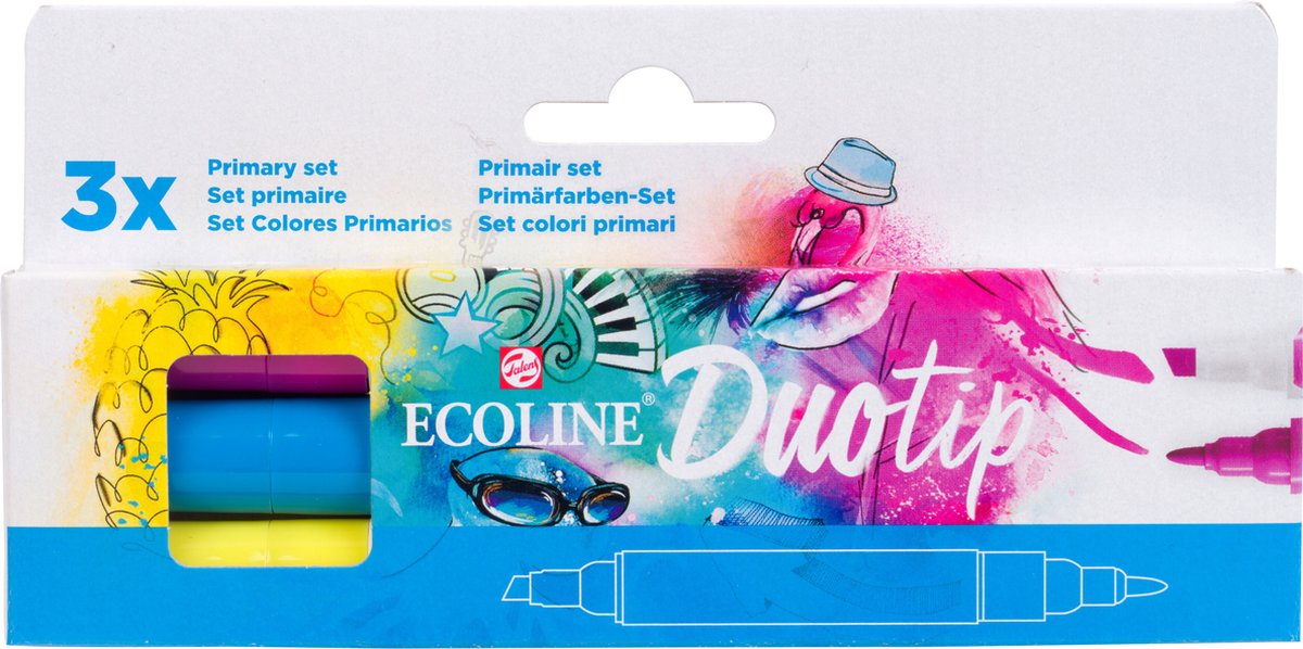 Talens Ecoline Duotip markers primaire set | 3 kleuren